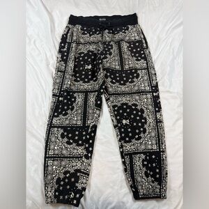 Dogg Supply Bandana Print Jogger Sweatpants Streetwear Black White Mens M